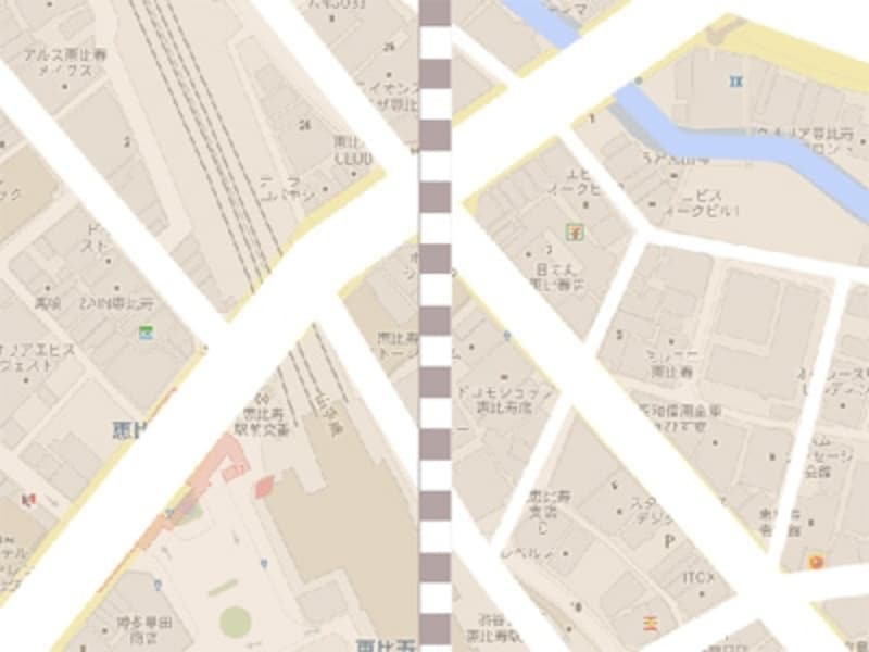 ［移動］ツールで線路の左右を少し狭めて線路らしくする