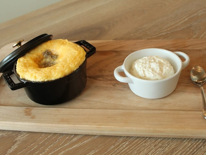 キノコとタレッジョチーズのスフレ