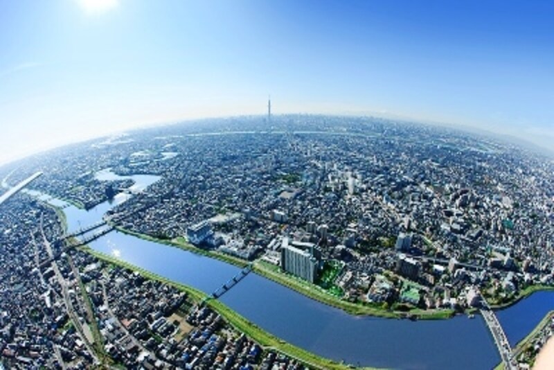 都心10km圏にしてリバーフロントに位置する水と緑に恵まれた住環境「ザ・パークハウス 青砥」現地周辺空撮
