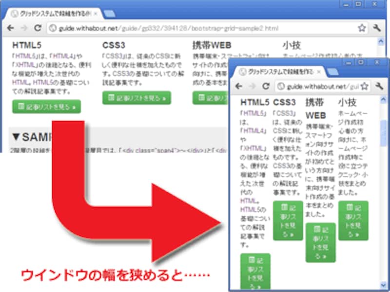 表示領域が狭い場合に読みにくくなってしまう例