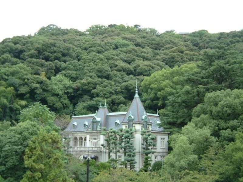 晩翠荘と松山城