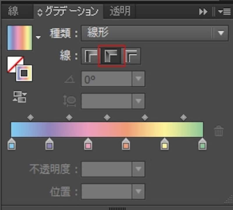 「パスに沿ってグラデーションを適用」