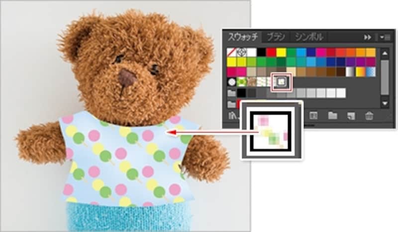 作ったパターンをオブジェクトに適用した例。