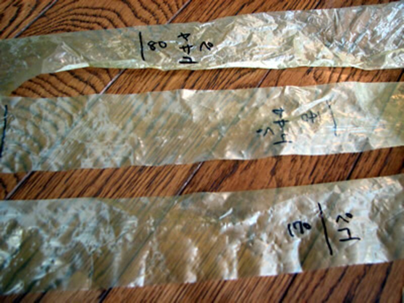 荷物を測る用のひもを作っておく。