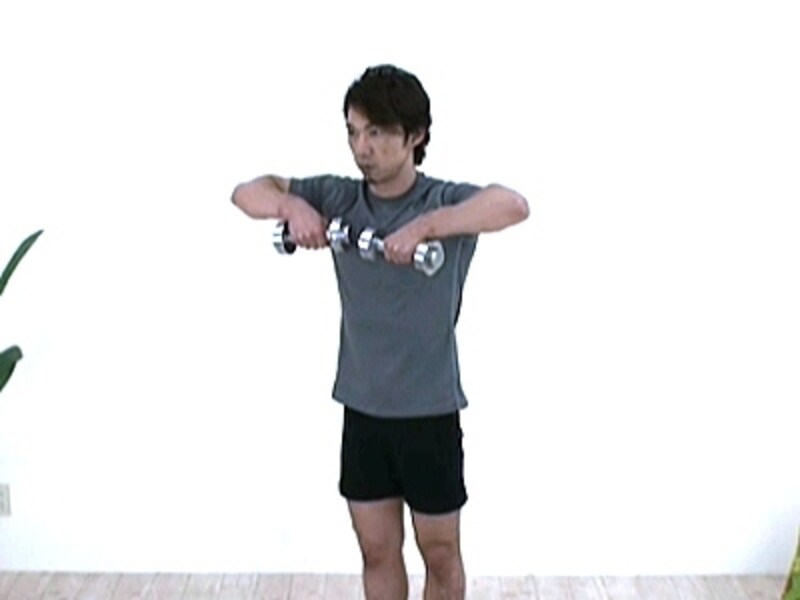 ダンベルアップライトロウその２