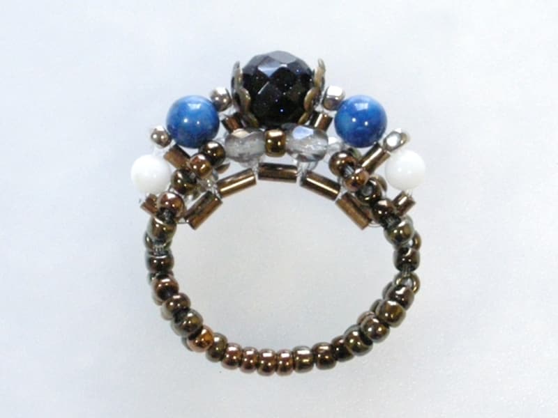 天然石ビーズの立爪風リング