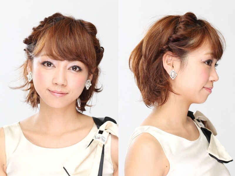 ショートヘアパーティアレンジ