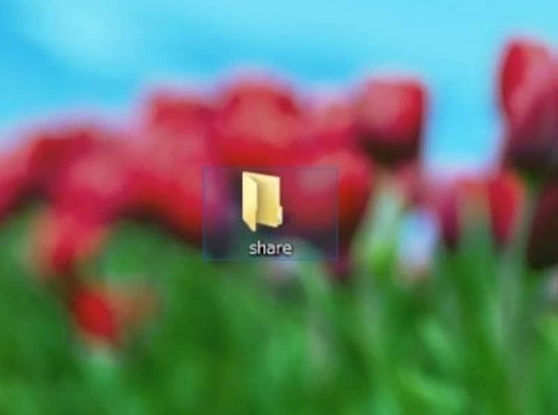 共有を設定してもフォルダの表示には変化がない。