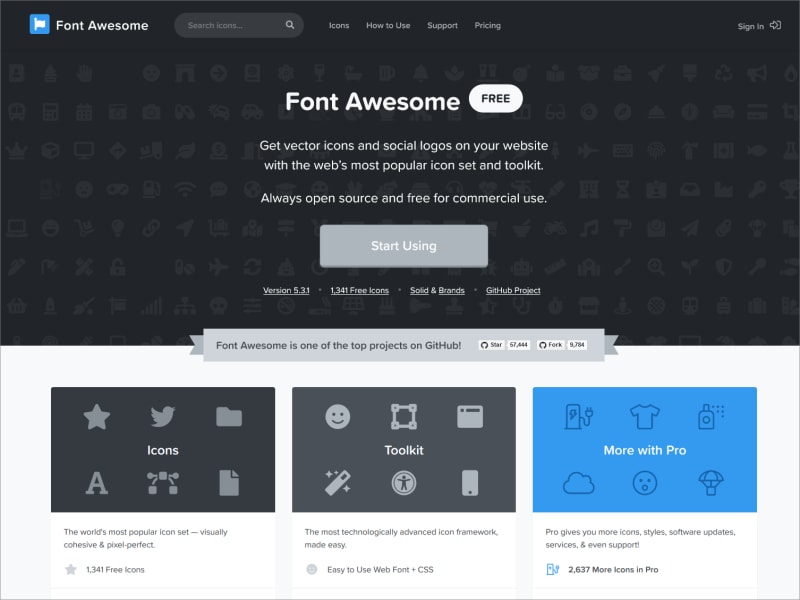 無料のFont Awesome 5 Free版でも1,300種類を超えるアイコンが使える