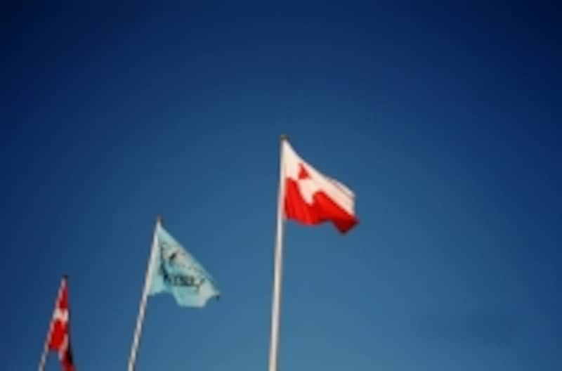 はためくグリーンランド旗