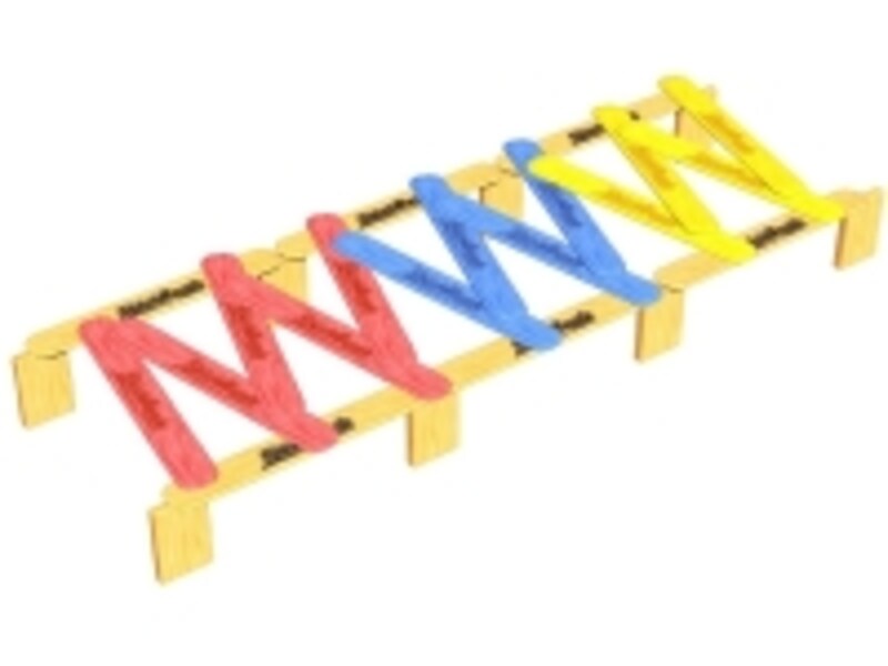 ブロックの上にスティックをのせて作るブリッジ