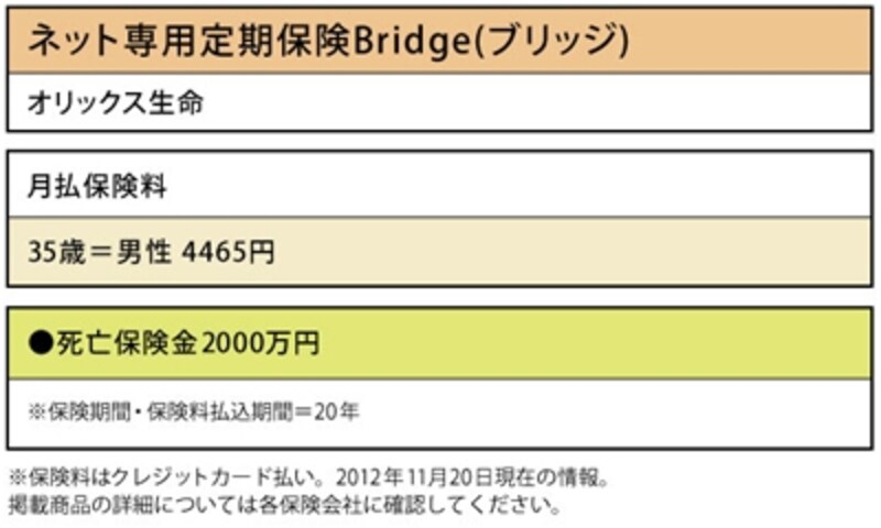 オリックス生命「ネット専用定期保険Bridge（ブリッジ）」