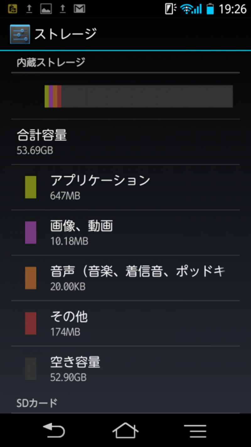 動画や音楽などを本体だけで64GBも記録できるARROWS V F-04E