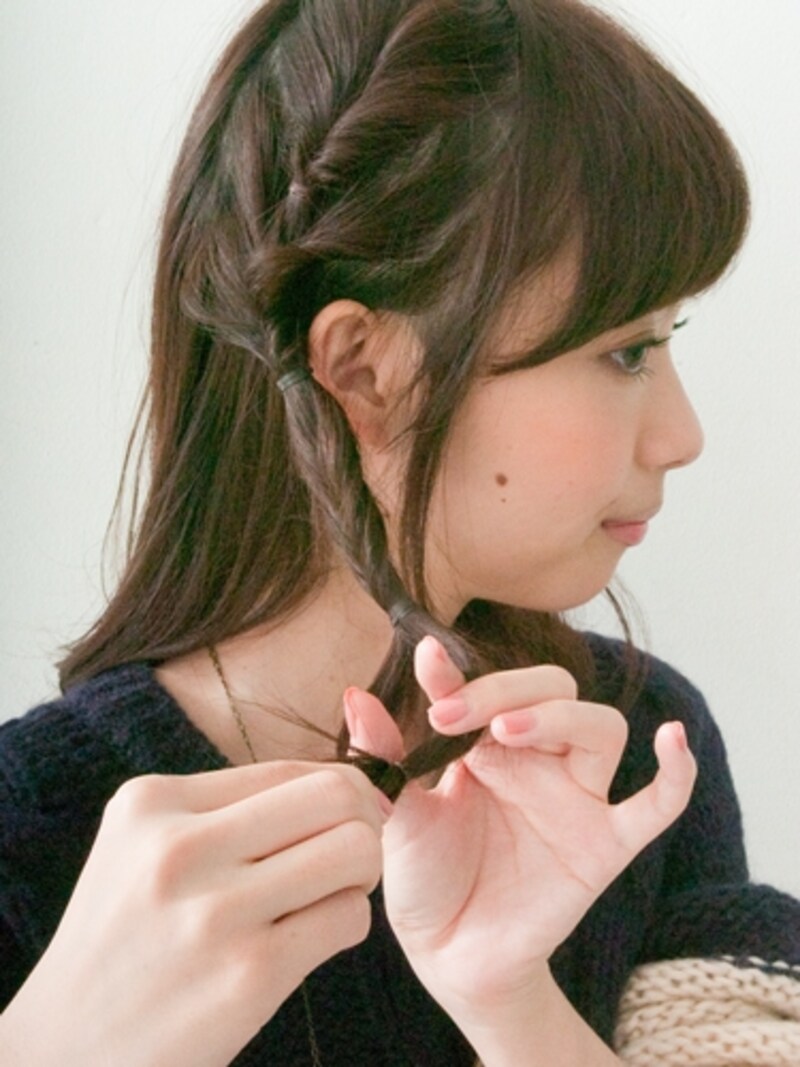 3~4カ所つくると編みこみ風に見える