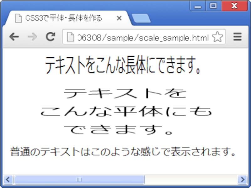 CSS3を使うと平体も長体も作れる