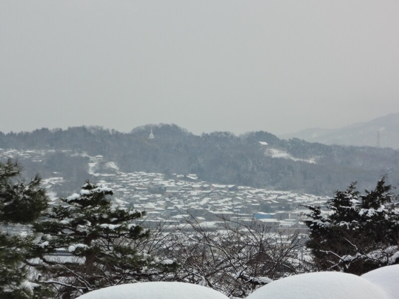 兼六園から見た金沢市内。奥は卯辰山