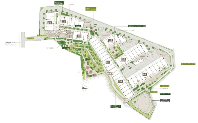 ミソラシア横浜桜ヶ丘の敷地配置図