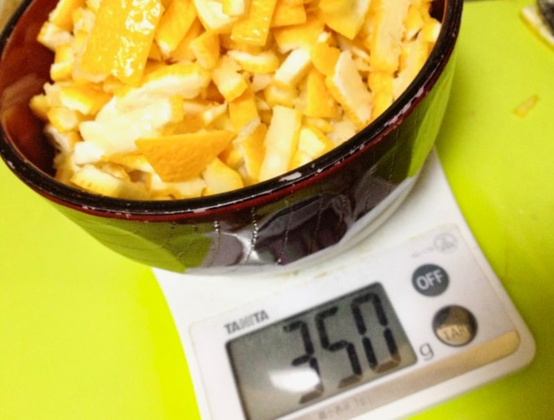 ゆず茶の作り方・レシピ：砂糖の量はゆずの80％