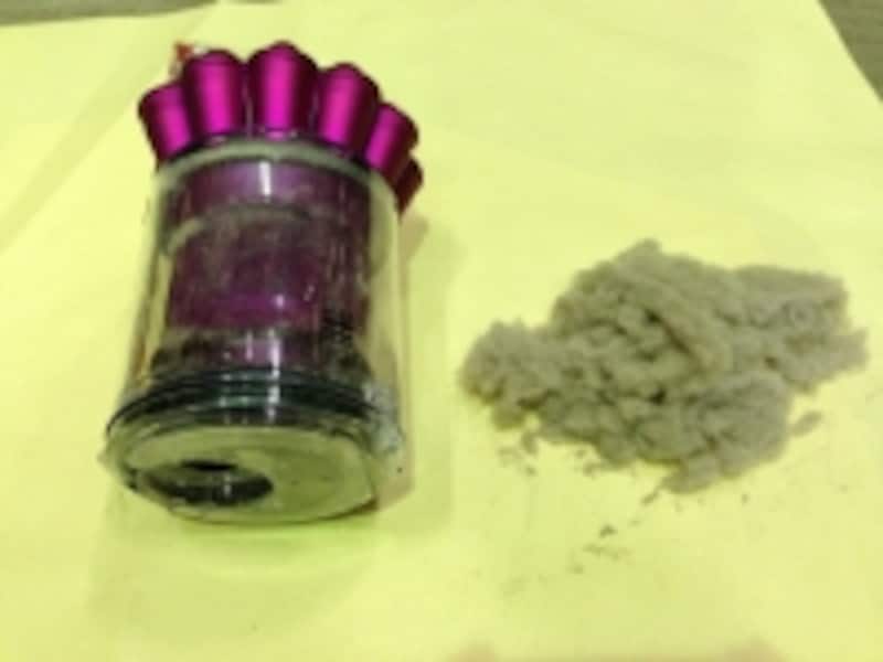 ダイソンのタンクから取り除いたウールの毛