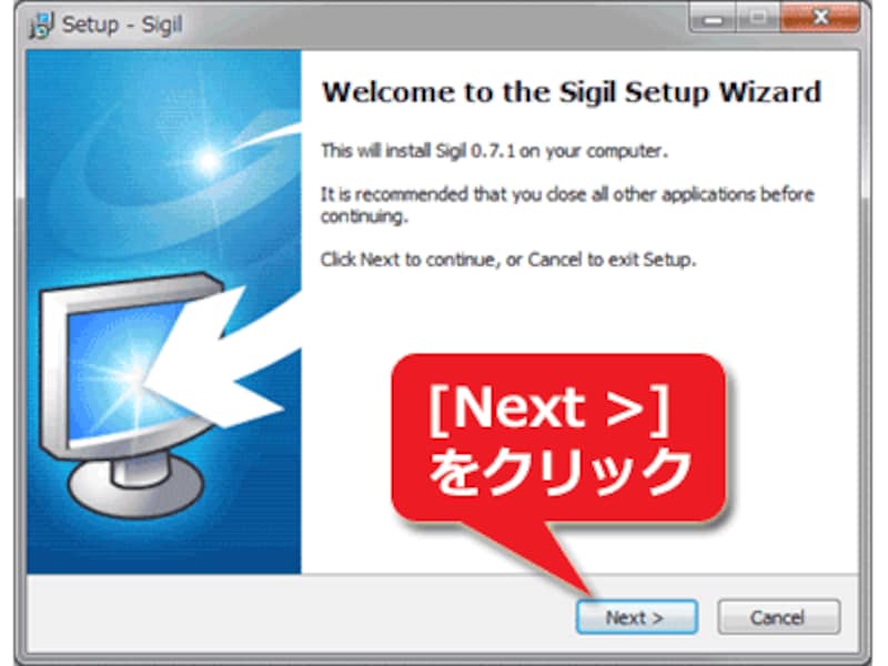 基本は「Next」をクリックするだけ