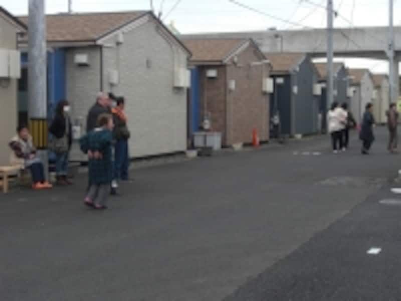 仮設住宅の敷地内