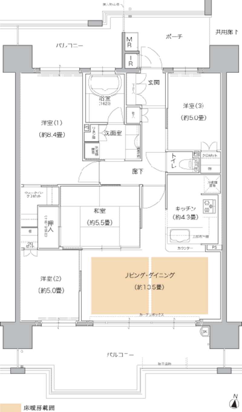 ブリリア六甲アイランドブランズリビオURタイプ間取図