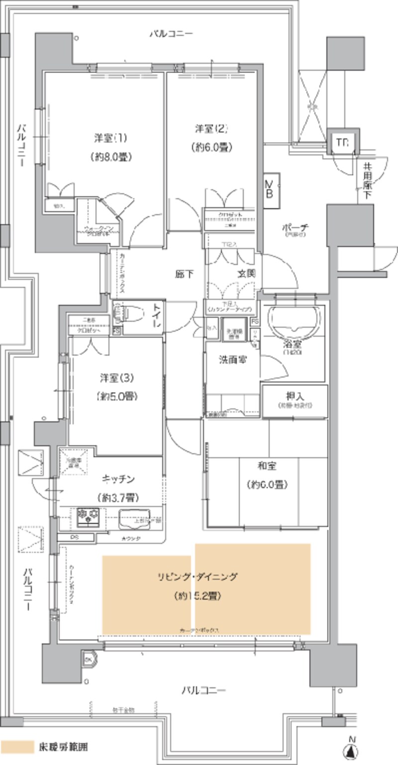 ブリリア六甲アイランドブランズリビオRGタイプ間取図