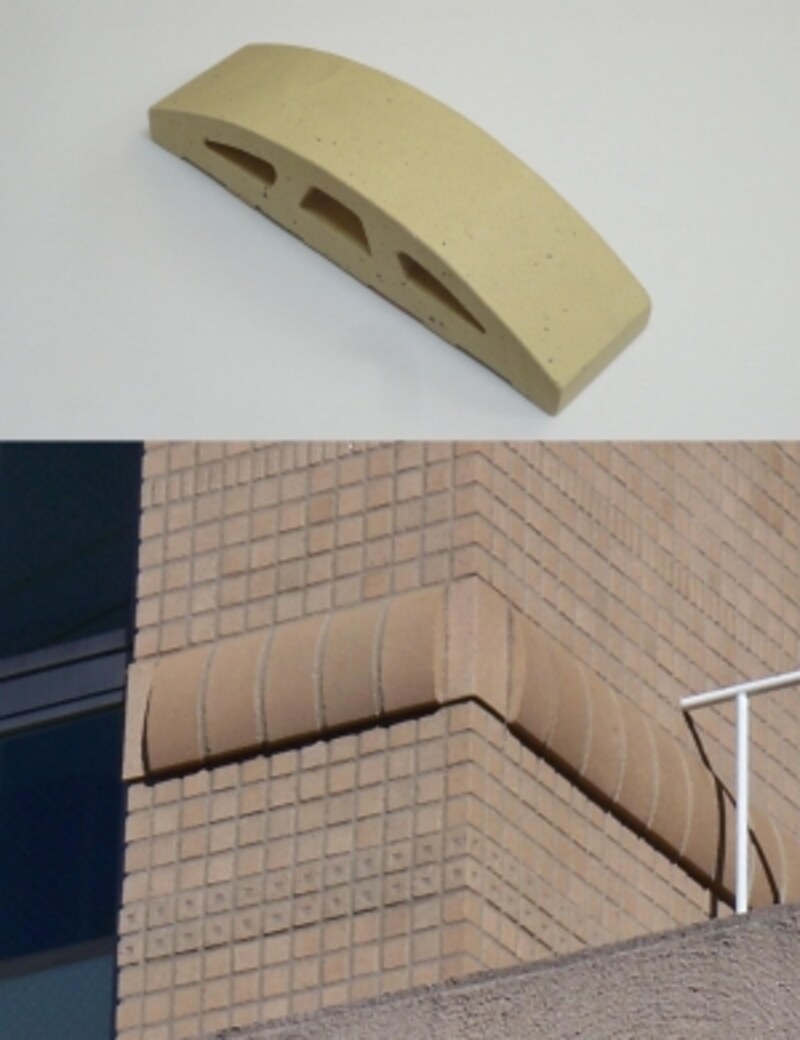 山形形状のタイルと使用例