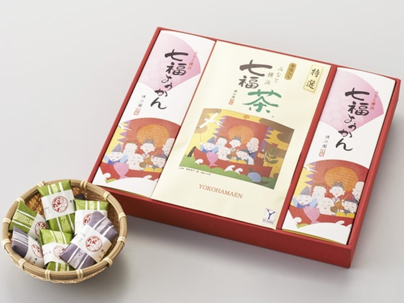 特選金箔入りみなと横浜七福茶(1本70g入1260円、セット3150円)