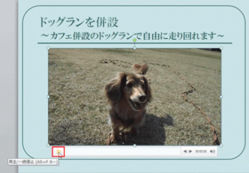 スライドに動画を挿入するには、「挿入」タブの「ビデオ」ボタンをクリックし、「ファイルからビデオ」をクリックして動画ファイルを指定する