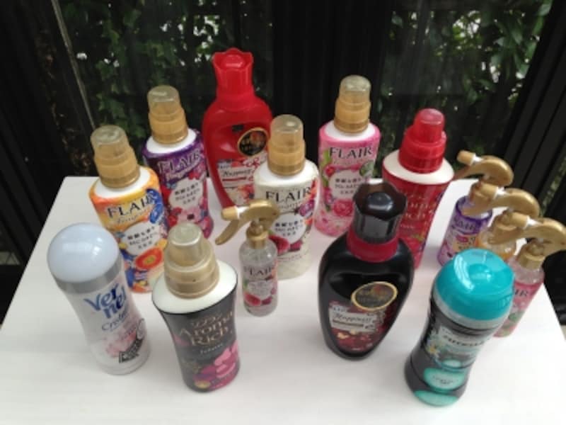 いろいろなタイプの柔軟剤や香りづけスプレー