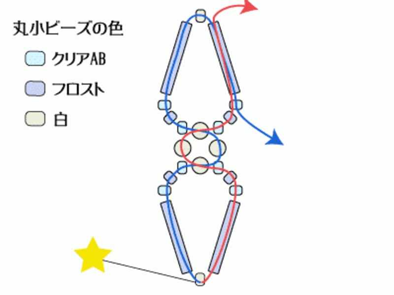 ビーズ・ド・ビーズのレース模様ペンダント
