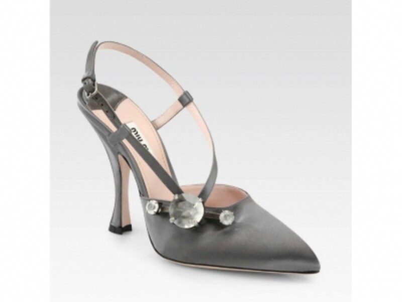 Miu Miu (ミュウミュウ)/Jeweled Satin Slingback Pumps