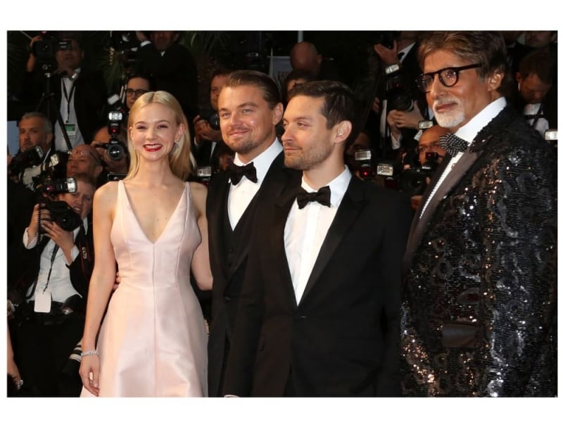 左からキャリー・マリガン、レオナルド・ディカプリオ、トビー・マグワイア、アミターブ・バッチャン (C)Kazuko Wakayama