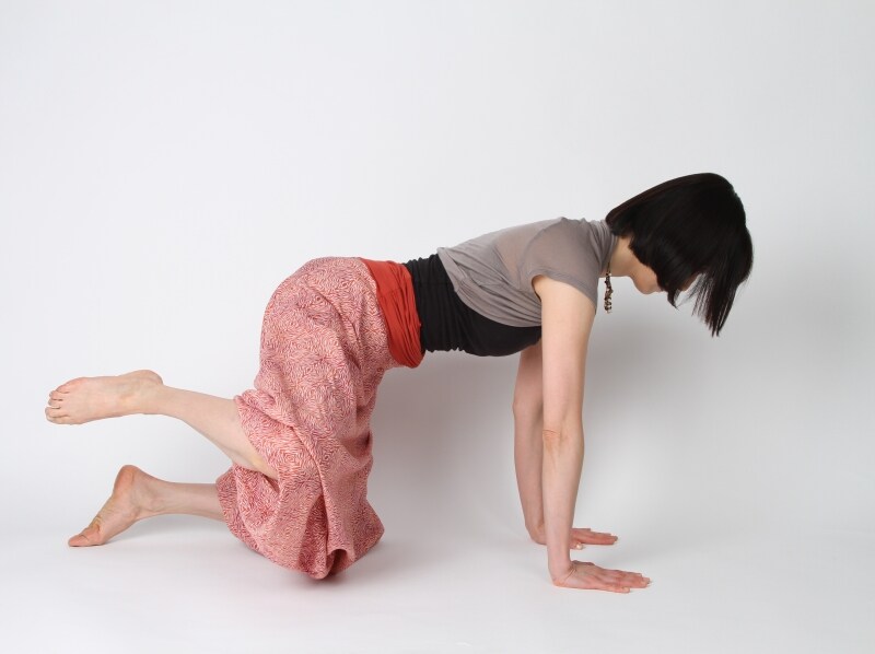 左右のお尻の高さを安定させて。