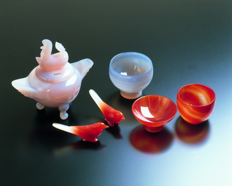瑪瑙細工 「鴨」 2体 工芸品