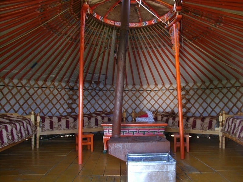 ゲルに泊まって夜を明かす