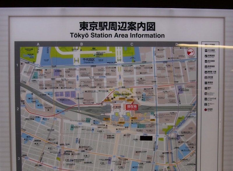 地下街では自分がどこにいるかわらなくなるので、地図で確認したい