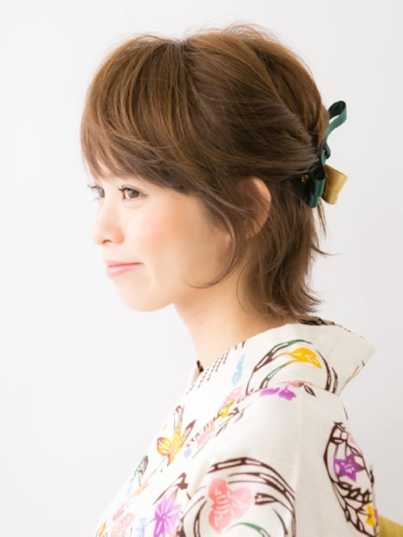 ショート浴衣・ねじって留めるだけの超簡単アレンジ