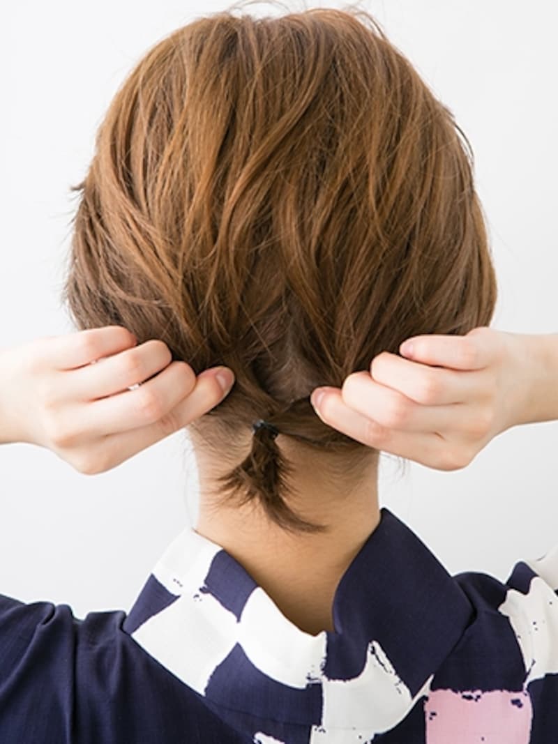 この隙間に毛束を丸めこむ