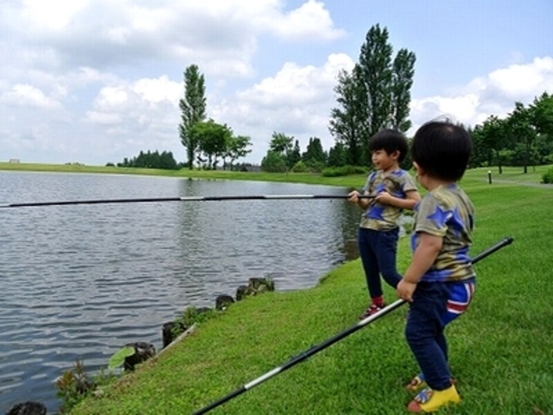 池では鯉が釣れるそう（我が家はボウズでしたが、それでもフィッシング体験は楽しかったです）