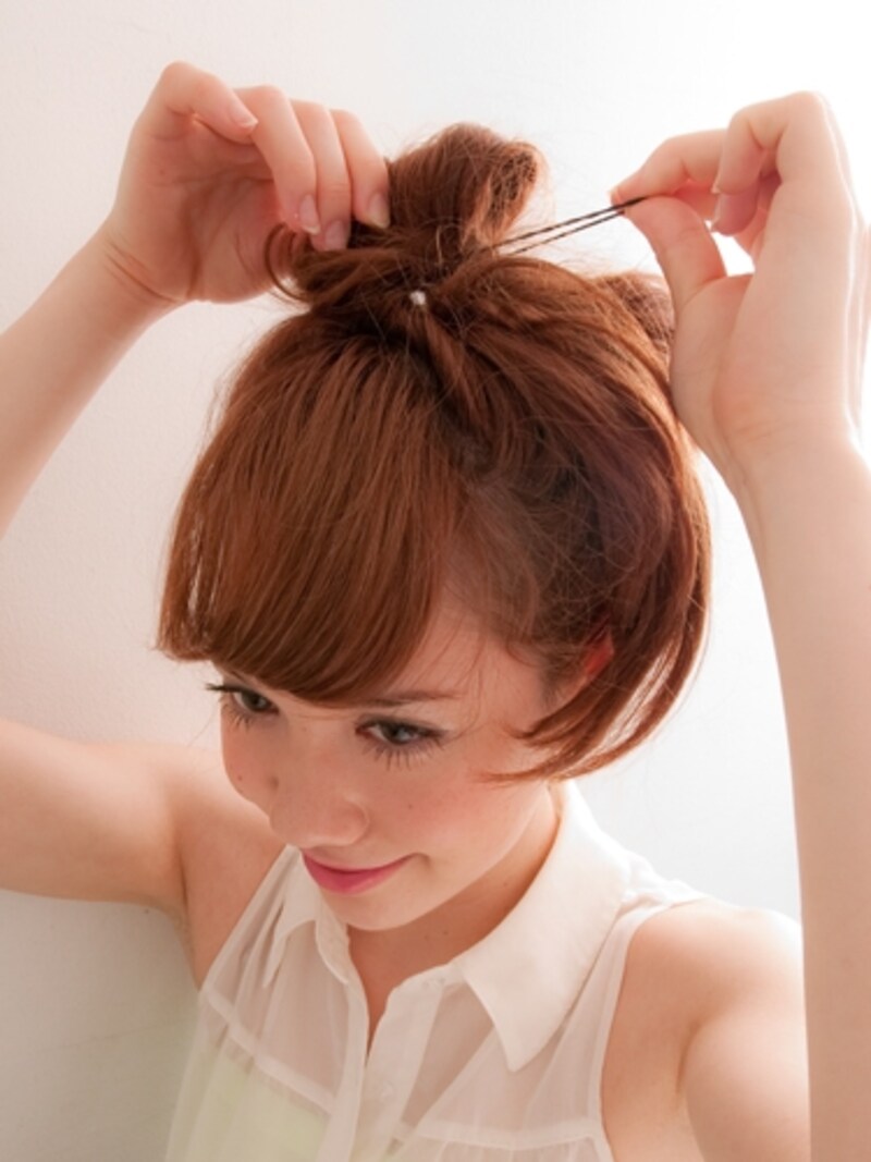 ポニーテールをする感じで毛先だけ残す