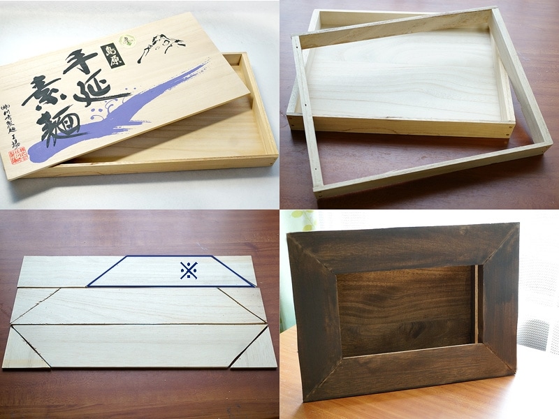素麺箱で額縁コンテナ