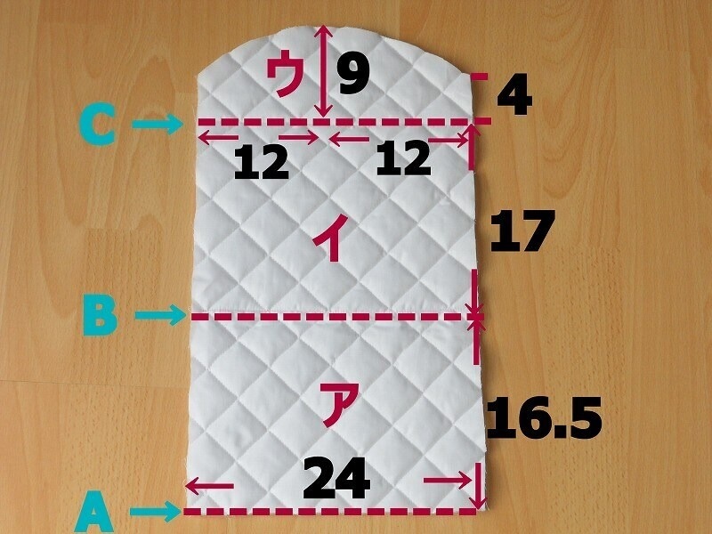 今回は、縫い代なしで布を裁ちます