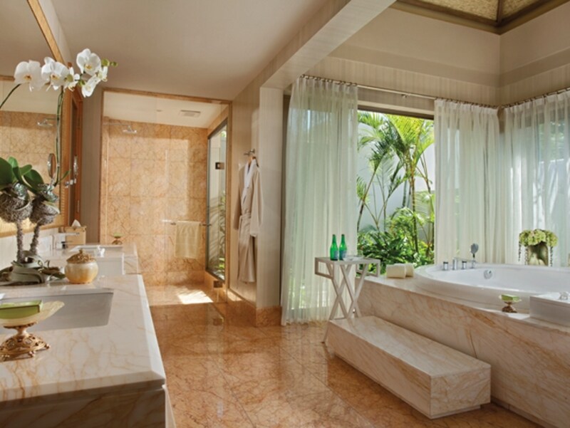 大きなジャグジーバスタブが付いたバスルーム