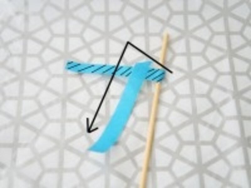 短い方の上へ被せる