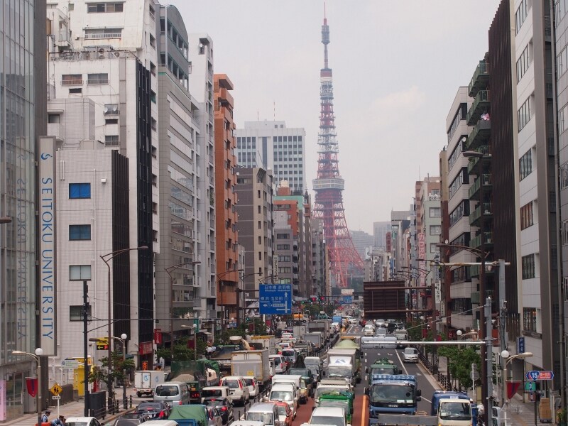 右を見ると山手線が見えるのだが、左側の東京タワーへ目が行く