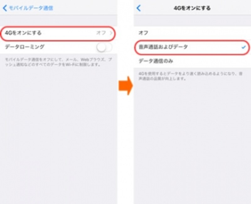 iPhone設定画面