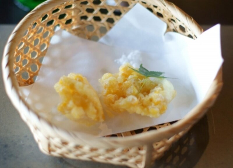 仮屋産目板ガレイとトウモロコシのフリット