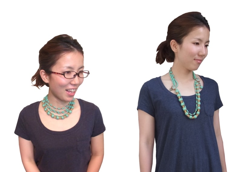 5連のチョーカーの2WAYコーディネイト